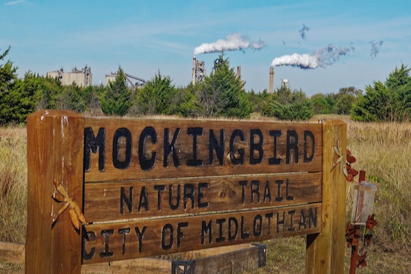 Holcim looms over Mockingbird Nature Trail in Midlothian.