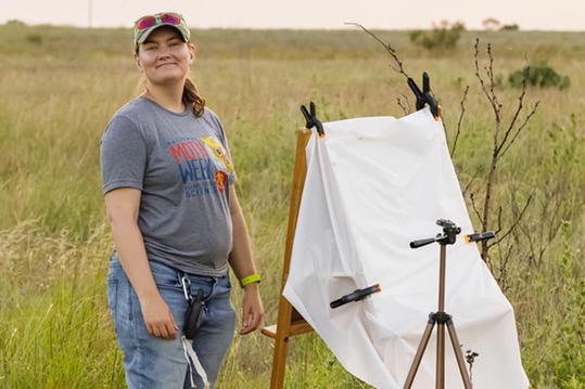 Carly Aulicky Mothing at Madden Prairie. Photo by Meghan Cassidy