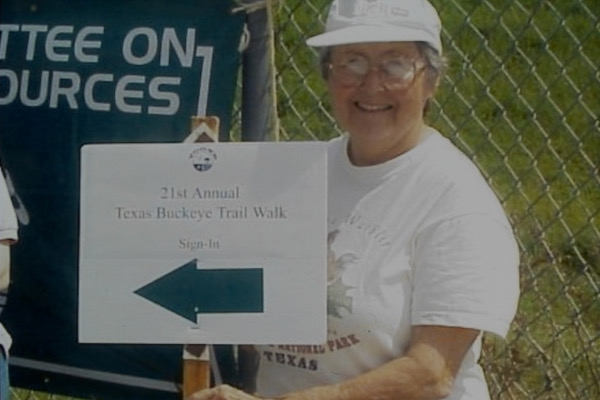Genie Fritz at the Texas Buckeye walks. Courtesy of David Gray.