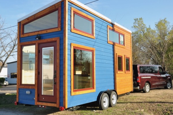 ig Blue features a spiral ladder to the loft. Courtesy of Indigo River Tiny Homes.