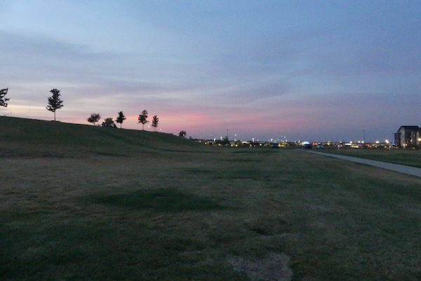 Sunset at Rayzor Ranch Park, which offers a barren and unsafe alternative for the jackrabbits. Photo by Michael Smith.