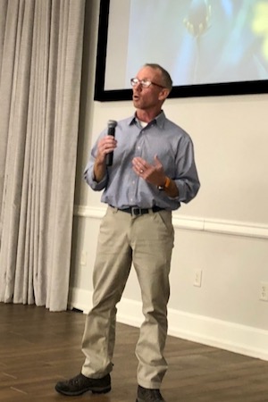 Brandon Belcher, North Texas Preserves Manager for The Nature Conservancy Texas, gave a reflective about land stewardship and generational responsibility. Photo by Amy Martin. 