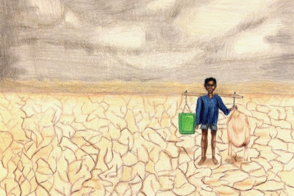 "Collateral Damage," a Prismacolor pencil drawing by Jeremiah Ocampos of Midway Middle School,