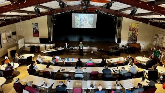 In February, classroom instruction took place in a ranch’s equipment barn. Photo by Randy Elia.