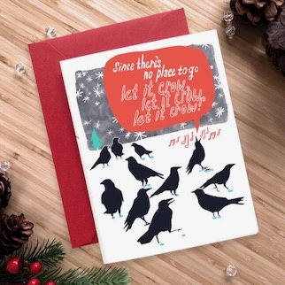 Jen Schultes Crow Christmas Card
