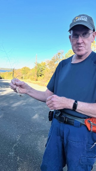 Jeff Quayle holds a plant root