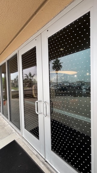 Bird-safe glass doors at University of Texas Marine Science Center