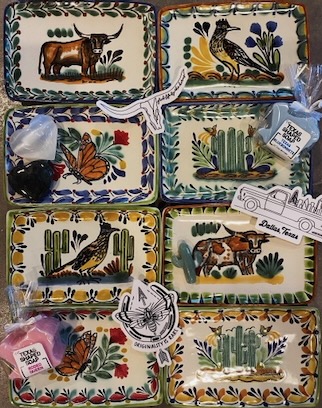 Handpainted Texas themed dishes
