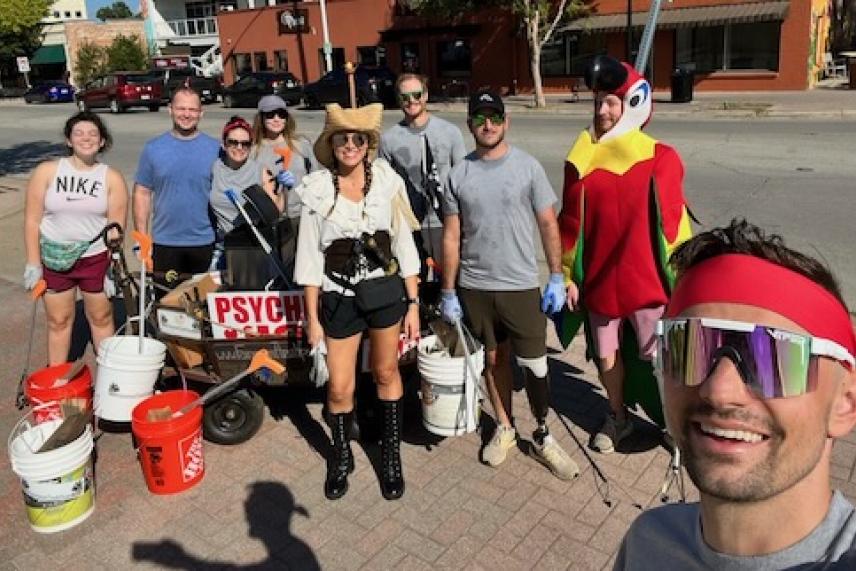 Members of the Fairmount Trash Pirates scour West Magnolia Street in Fort Worth on Halloween last year.