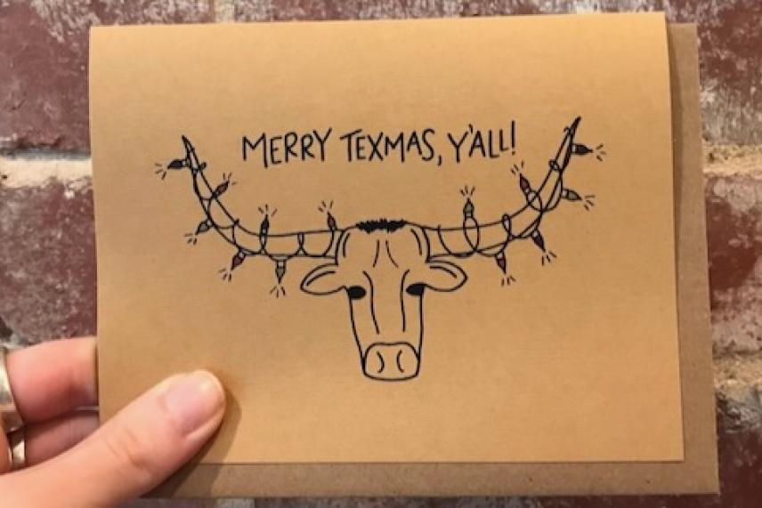 Texas-themed holiday card