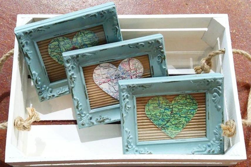Framed maps at Lone Chimney Mercantile
