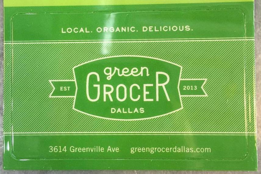 Green Grocer Dallas logo on a green background.