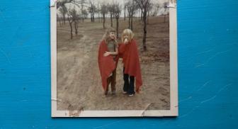 Author with friend at the future Veteran's Park in Arlington.