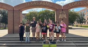 Texas A&M Aggie Eco-Reps take part in a campus cleanup.