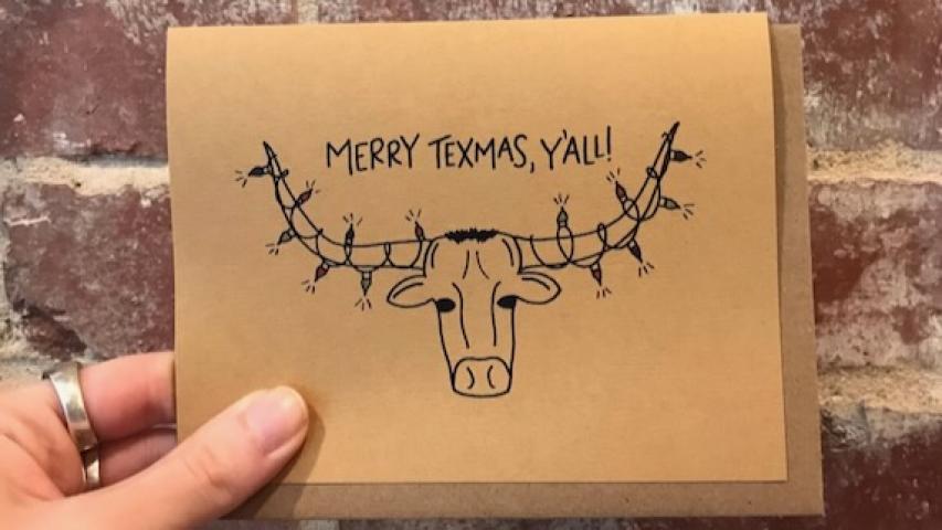 Texas-themed holiday card