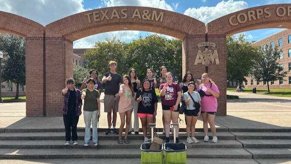 Texas A&M Aggie Eco-Reps take part in a campus cleanup.