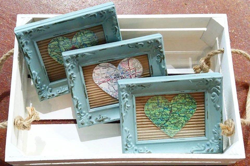 Framed maps at Lone Chimney Mercantile