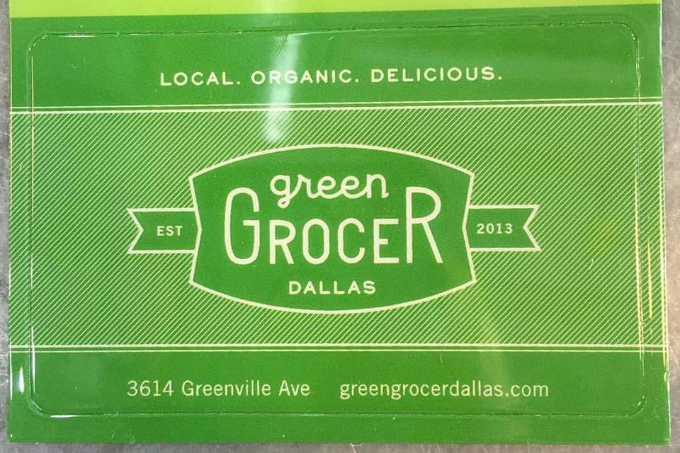 Green Grocer Dallas logo on a green background.