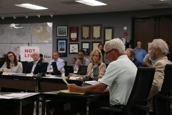 Jim Thompson, chairman of the Northeast Texas water planning group, spoke in opposition to the proposed Marvin Nichols reservoir Monday, Sept. 30, 2024. Photo by Nicole Lopez | Fort Worth Report.